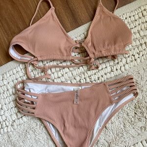 Cupshe ribbed nude bikini Size small